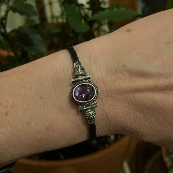Ross-Simons Amethyst and Leather Toggle Bracelet - Picture 7 of 9